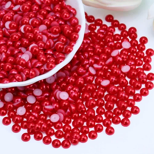 Miniatura 71 de 1500 PIEZAS 4mm Perlas Blancas de Media Parte Plana para Manualidades Joyería Álbum de Recortes Decoración de Uñas, Perlas de Parte Plana para Blanco