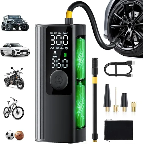 Inflador de neumáticos, compresor de aire portátil, bomba de aire inalámbrica de inflado 3 veces más rápido para neumáticos de automóvil con medidor