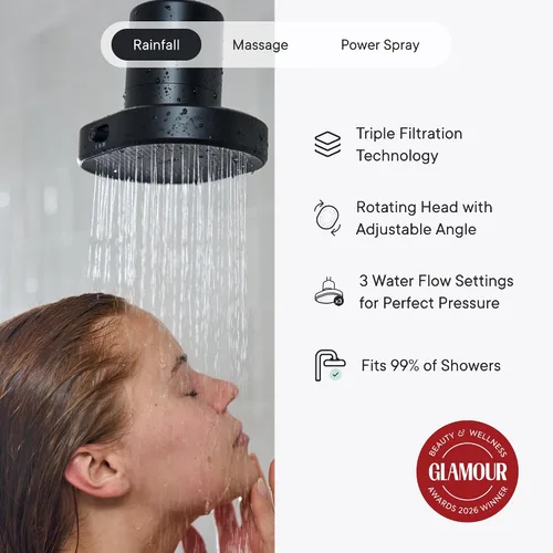 Miniatura 4 de Qure Cabezal de filtro de ducha para agua dura, cabello, piel y uñas más saludables, reduce el 99% de cloro, cabezal de ducha de alta presión