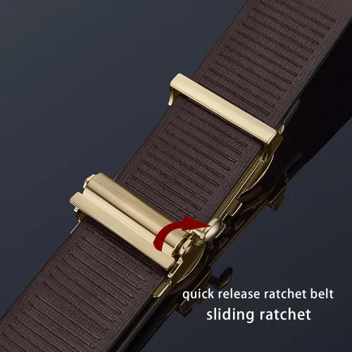 Miniatura 4 de VANNANBA Cinturones de cuero genuino para hombres, vestido de moda diseñador cinturón deslizante para hombres hebilla automática, con caja de regalo