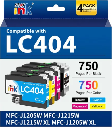 Starink LC404 MFC-J1205W LC404XL - Cartuchos de tinta para impresora Brother 404XL LC 404 XL para MFC-J1205W MFC-J1215W MFC J1205W J1215W XL, LC404