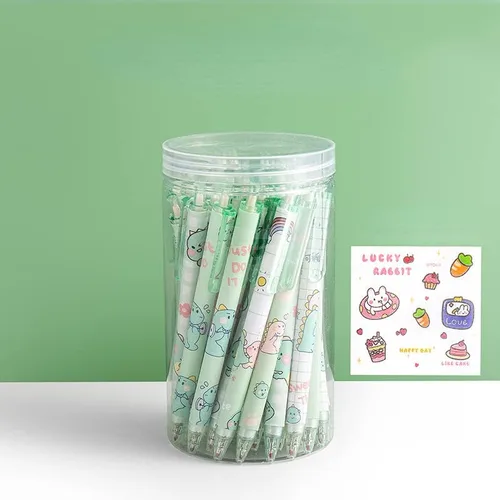 Miniatura 11 de 30 bolígrafos Kawaii con calcomanías, bonitos bolígrafos de gel retráctiles, punta bala, suministros escolares estéticos estacionarios