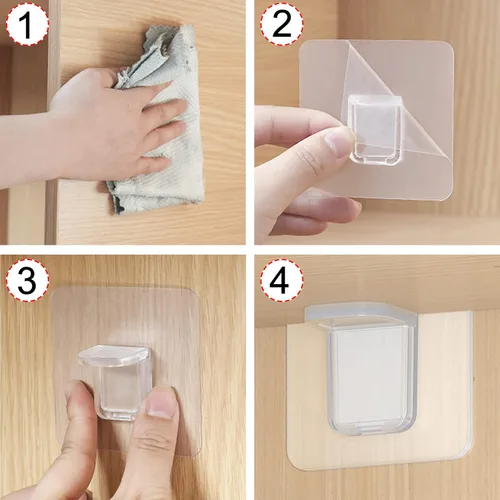 Miniatura 5 de AccEncyc 12 clavijas de soporte para estantes sin perforaciones, autoadhesivas, clips para estantes sin taladro, soportes para estantes para 1