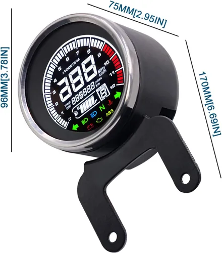 12V motocicleta reemplazo LCD luz digital velocímetro tacómetro odómetro nivel digital temperatura combustible medidor aceite 12RPM (negro)