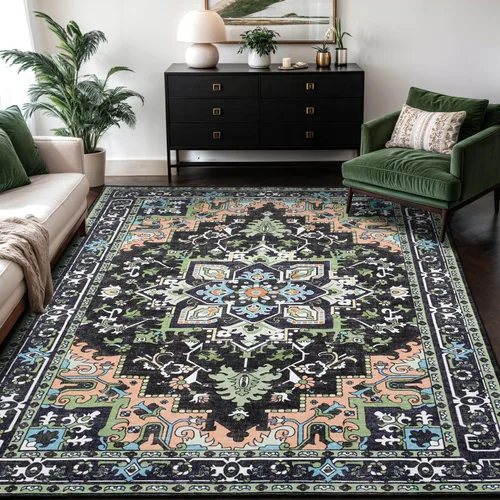 Miniatura 68 de Lofus 8x10 Alfombras de área para sala de estar, alfombra de área lavable, alfombras para dormitorio, cocina, alfombra vintage boho, alfombra suave