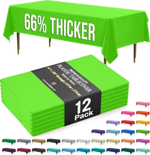 Miniatura 73 de Exquisite 66% Thicker Premium Plastic Table Cloth Rectangle Table Cover 0.5 Mil 6 Pack Aqua Table Cloth 54 Inch x 108 Inch Disposable Tablecloth