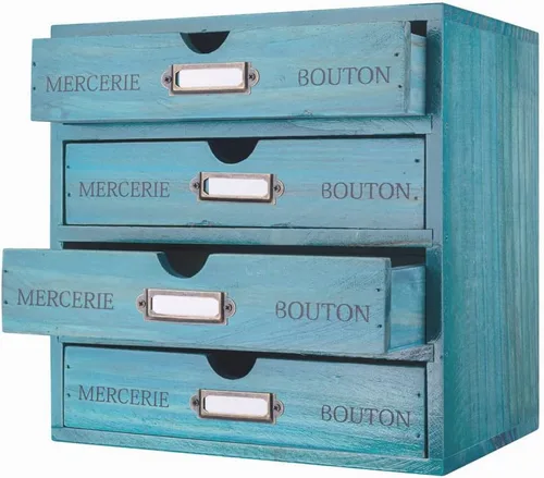 Miniatura 17 de Caja de almacenamiento de madera, organizador de escritorio rústico con 3 cajones, accesorios de escritorio de oficina, estante grande
