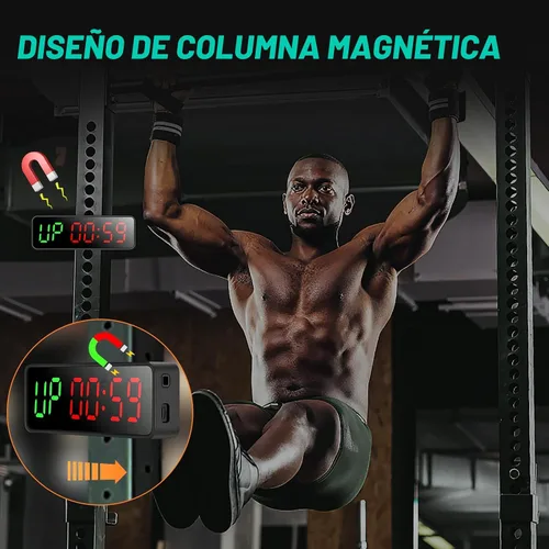 Miniatura 2 de Reloj con temporizador de gimnasio pequeño, cronómetro magnético con temporizador de intervalos de entrenamiento, pantalla digital LED grande