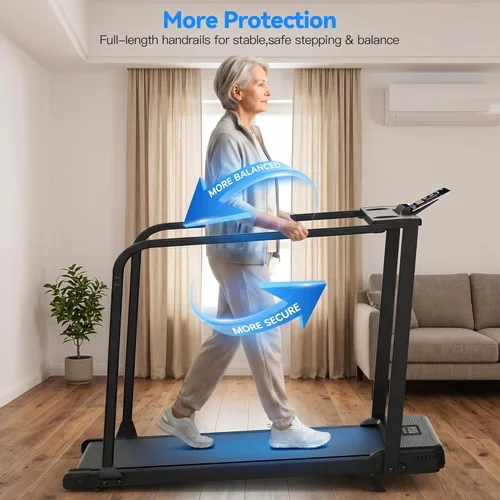 Miniatura 7 de ANCHEER Caminadora portátil con inclinación, almohadilla para caminar de 3.5 HP con escritorio y barra de asa, caminadora plegable para oficina