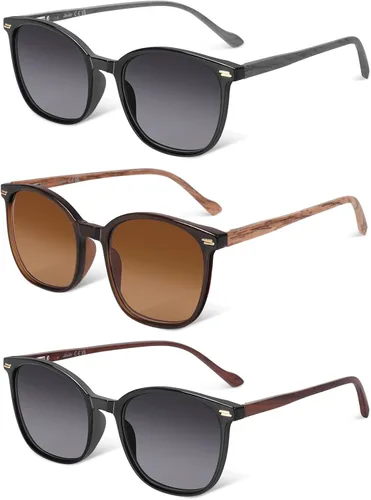 LADEESSE Paquete de 3 lentes de sol de lectura para mujeres y hombres, lentes de sol UV400, lentes de sol con bisagra de resorte para exteriores, 100
