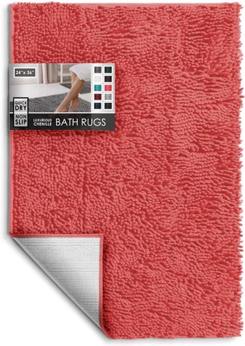 Miniatura 8 de Hearth & Harbor Alfombras de baño, tapete de baño de chenilla - Alfombras de baño lavables a máquina para baño con respaldo antideslizante de goma