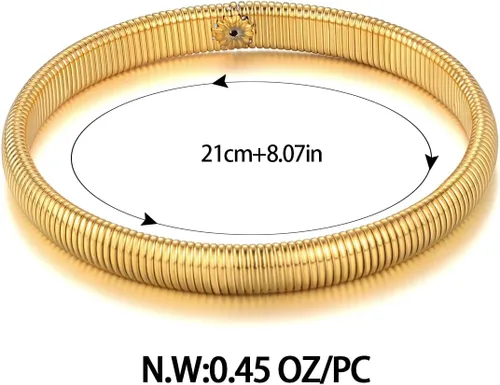 Miniatura 9 de CLASSYZINT Pulsera ajustable para mujer, chapada en oro de 14 quilates, pulsera de varias capas para mujer, pulsera abierta de oro, pulsera ancha