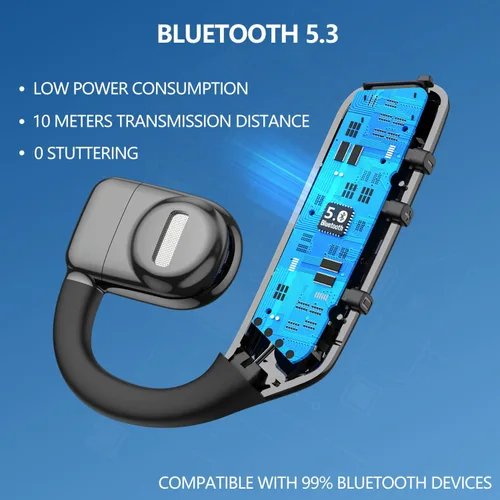 Miniatura 5 de Auricular Bluetooth V5.3 Auricular Bluetooth de un solo oído, con cancelación de ruido y compatible con micrófono, tiempo de conversación de 30