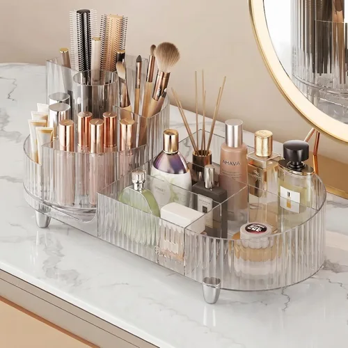 Miniatura 9 de Organizador de maquillaje giratorio, Estuche de exhibición de cosméticos de gran capacidad, fácil de guardar todos tus productos de maquillaje, al