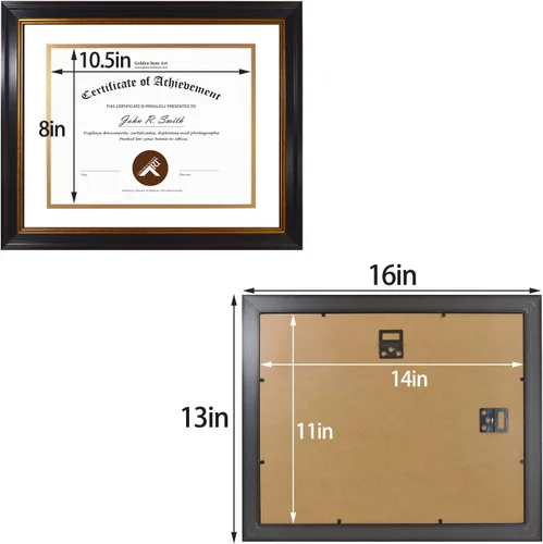 Miniatura 7 de Golden State Art, Juego de 5 portarretratos de 11 x 14 pulgadas para diploma/certificado de 8.5 x 11 pulgadas, marco para colgar en la pared