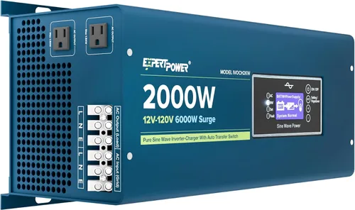 ExpertPower Cargador inversor de onda sinusoidal pura de 2000 W | Pico de 6000 W | CC 12 V - CA 110 V | Compatible con batería de litio LifePO4/ |