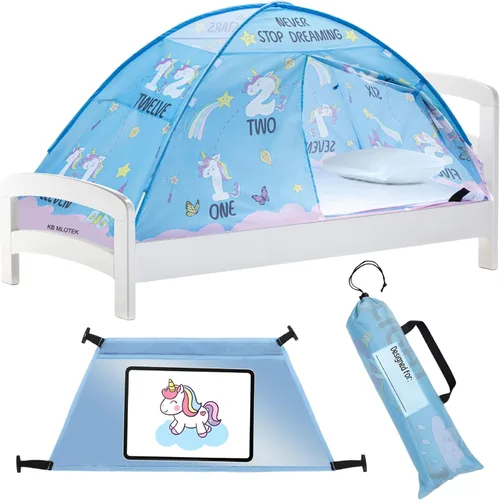 Miniatura 11 de Tienda de campaña de cama individual con diseño de animales para niños - Tiendas de ensueño mágicas para niños, toldo emergente para cama de niña