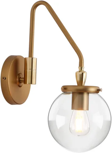 Pathson Lámpara de pared industrial con brazo oscilante, lámpara de tocador de pared ajustable para baño, lámpara de pared cableada para mesita de