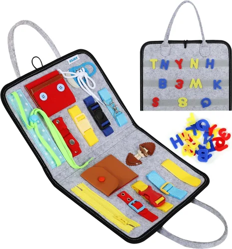 Miniatura 10 de Esjay Tablero de Actividades para Niños Pequeños Juguetes Montessori para Niños, Libro Sensorial Actividades Educativas para Aprender Habilidades