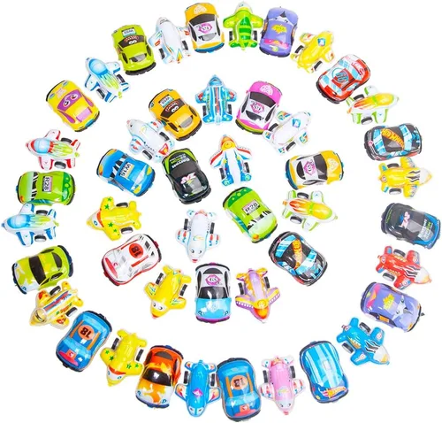 46 mini aviones de tracción y autos de tracción para niños pequeños y niñas, juego de vehículos de carreras para niños, juguetes a granel, juguetes