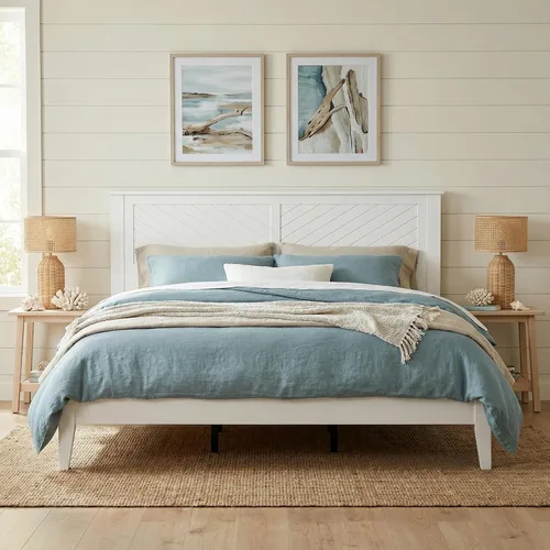Miniatura 11 de ComfIQ Cama de plataforma de madera maciza con listones de madera, marco duradero, no requiere somier, amplio almacenamiento debajo de la cama, Pino