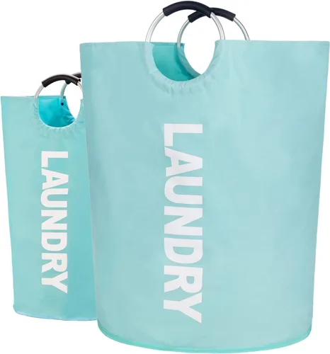 Miniatura 10 de Twira Cesta de lavandería grande de 90 litros, cesta de lavandería que se mantiene bien, bolsa de lavandería con asas acolchadas, contenedor de ropa