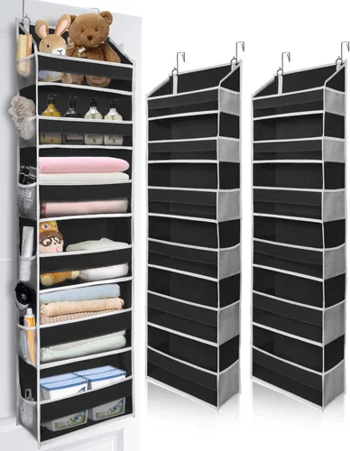 Miniatura 22 de ULG Organizador para colgar sobre la puerta, 5 niveles extra grande con 10 bolsillos de malla, capacidad de 100 libras, organizador de puerta Beige