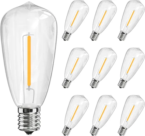 Bombillas de Repuesto LED Edison ST40, 10 Bombillas de Luz Transparentes de 0.6 Vatios, Bombillas LED para Cadena de Luces, Bombillas de Repuesto