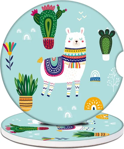 Posavasos de automóvil – Posavasos de cerámica absorbente de plantas de alpaca, 2 unidades, posavasos para portavasos de automóvil, accesorios