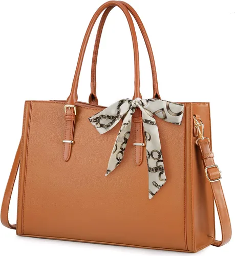 Miniatura 9 de IGOLUMON Bolsa para laptop para mujer de 15.6 pulgadas, impermeable, bolsa de trabajo de cuero, maletín para computadora, oficina, profesional
