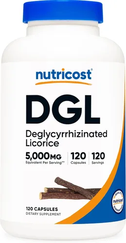 Nutricost DGL Extracto de regaliz deglicirricinado, 120 cápsulas para 120 porciones por botella, sin OMG y sin gluten, vegano