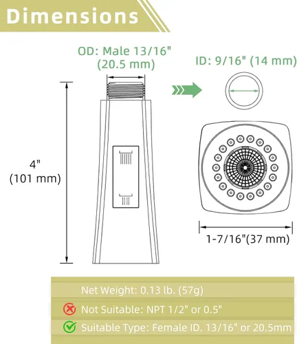 Miniatura 2 de APLusee Cabezal pulverizador de grifo de cocina, 2 modos de repuesto de boquilla de cabezal rociador, níquel cepillado
