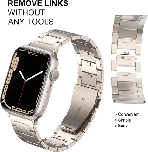 Miniatura 2 de No Tools Needed - Correa de metal para Apple Watch Ultra 2 Series 9/8/7/6/5/4/3/2/1/SE, correa de acero inoxidable ajustable sin herramientas