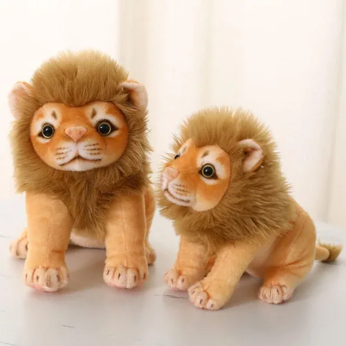 Miniatura 2 de Juguete de peluche de león, león de peluche dorado, animales de simulación de felpa de 11 pulgadas, regalos realistas de león de peluche para niños