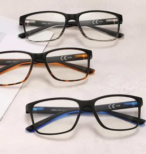 Miniatura 3 de Paquete de 3 gafas de lectura para hombres con pantalla de luz azul, con bisagra de resorte, anti fatiga ocular/sequedad/UV, lectores cuadrados