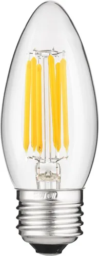 Sunlite Bombilla LED de filamento B11 para lámpara de araña tipo torpedo, 5.5 vatios (equivalente a 60 W), 600 lúmenes, base E26 media, regulable,