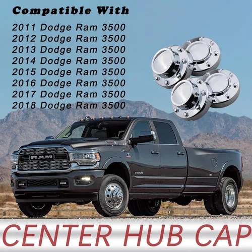 Miniatura 3 de TQPONLY Tapa central cromada de doble rueda Compatible con accesorios Dodge Ram 3500 2011-2018 Llanta de aleación de 1 tonelada DRW 8 Lug 10