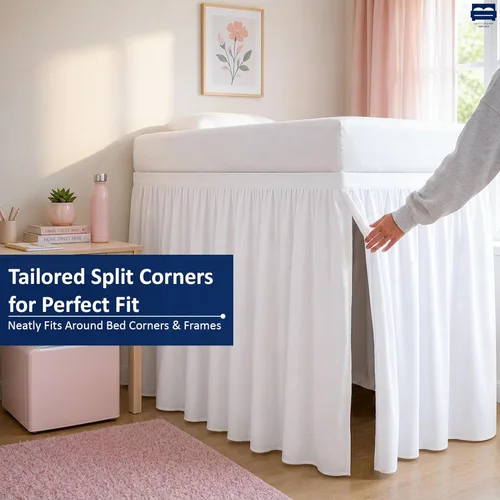 Miniatura 5 de Cottingon Falda de cama de dormitorio extendida de 30 pulgadas, tamaño individual XL, 100 % microfibra, con volantes de polvo, color blanco