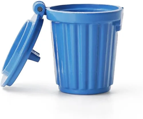 Odoria Cubo de basura miniatura 1/12, accesorios de decoración de casa de muñecas, color azul