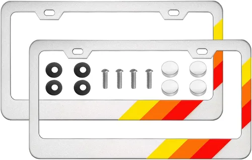 Miniatura 9 de Marco de matrícula de aluminio tricolor de 3 colores compatible con vehículo Toyota, camión, remolque, SUV. (Blanco Azul-01)