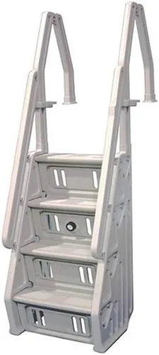 Vinyl Works IN Deluxe - Escalera de piscina ajustable sobre el suelo, de 32 pulgadas, color gris pardo