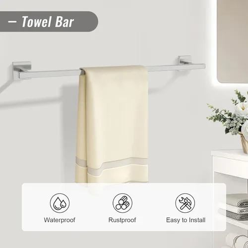 Miniatura 2 de YACVCL Juego de barras para toallas, juego de herrajes para baño de 5 piezas níquel cepillado accesorios de baño, juego de soportes para toalleros