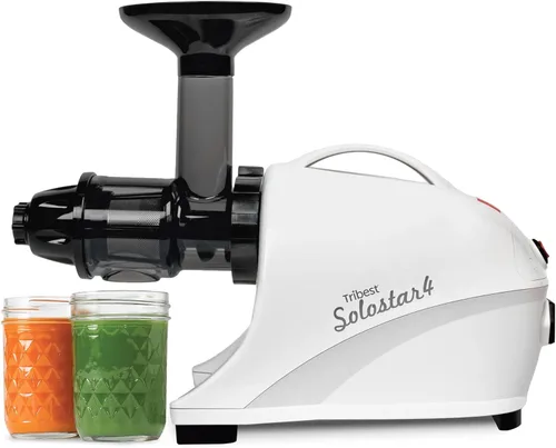 Tribest Solostar SS-4200-B Exprimidor horizontal de masticación lenta, exprimidor de prensa fría de una sola barrena y extractor de jugo, color