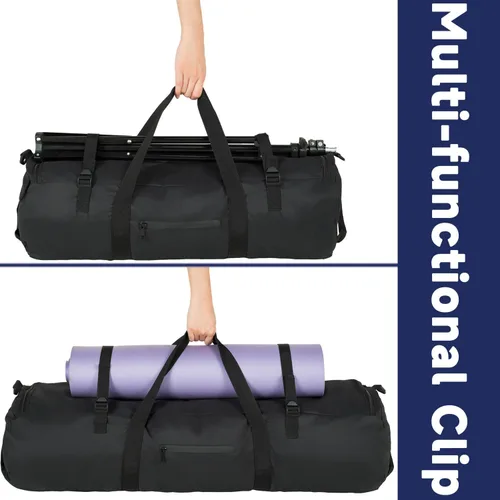Miniatura 4 de Arxus Bolsa de lona extra grande para equipaje de viaje, deporte y campamento con correa para el hombro, Negro
