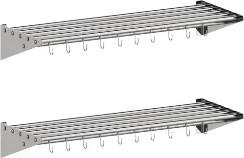 Miniatura 18 de Paquete de 2 estantes de almacenamiento multifuncionales de metal con tapa trasera para cocina, [certificado NSF] Estante de montaje en pared de Dos