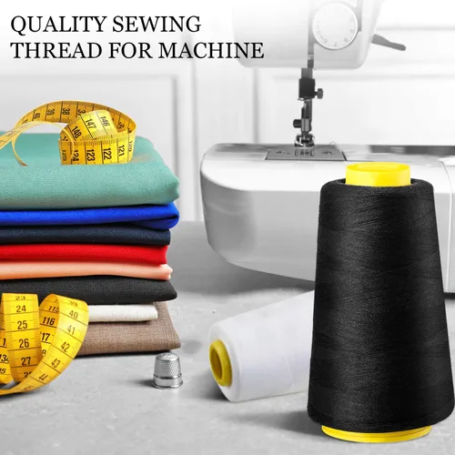 Miniatura 4 de BBTO 6 rollos de 3000 yardas cada bobina de cono de hilo de servidor para máquina de coser, hilo de poliéster para acolchado overlock