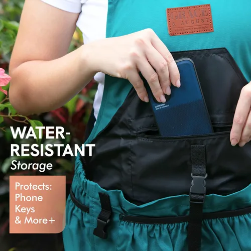 Miniatura 5 de Delantal de jardinería con bolsillos para mujeres y hombres, delantal de jardín con 7 bolsillos y bolsa interna con cordón, gran regalo Coriander