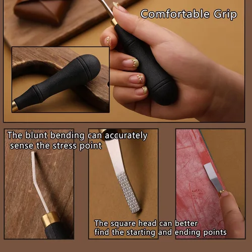 Miniatura 3 de DIUDUS Pro Detail - Herramienta de desbaste de cuero, herramienta de superficie de artesanía de cuero, herramienta de archivo de pulido de cuero