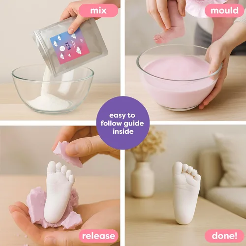 Miniatura 3 de chuckle Kit de fundición de huellas de manos y pies de bebé, juego de regalo de moldeo 3D, recuerdos, recuerdos, mano o pie para niños o recién