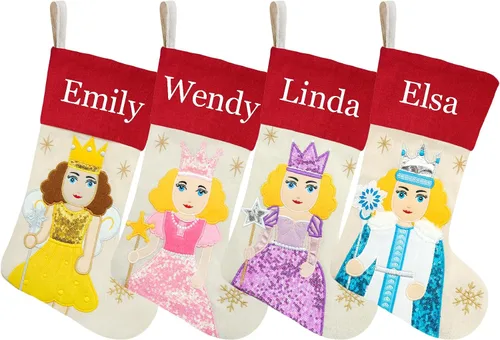 Miniatura 46 de Juego de 3, medias de Navidad personalizadas de 18 pulgadas con tecnología de bordado, diseños de Papá Noel, muñeco de nieve y renos para decoración